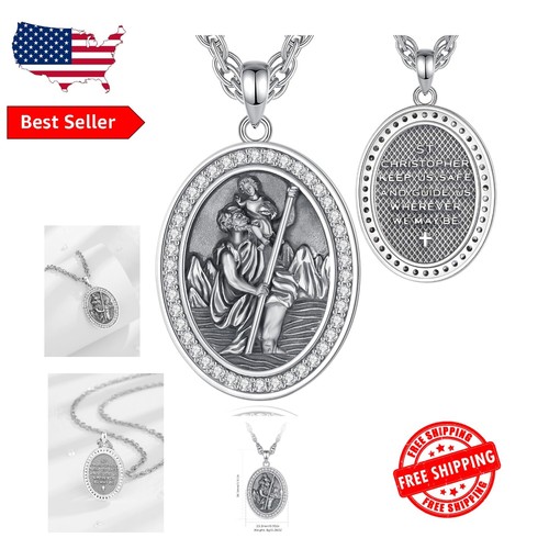Radiant St. Benedict Medallion - 925 Sterling Silver with White Zirconia Stones