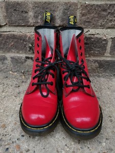 shiny cherry red doc martens