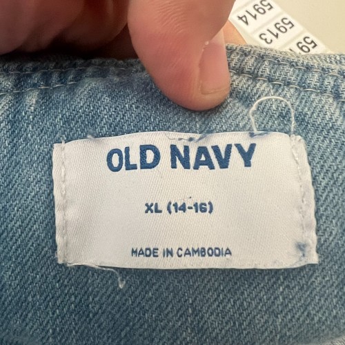 Old Navy Denim Overall Women Girls Bibs Size XL 14-16 Light Wash - Picture 7 of 8