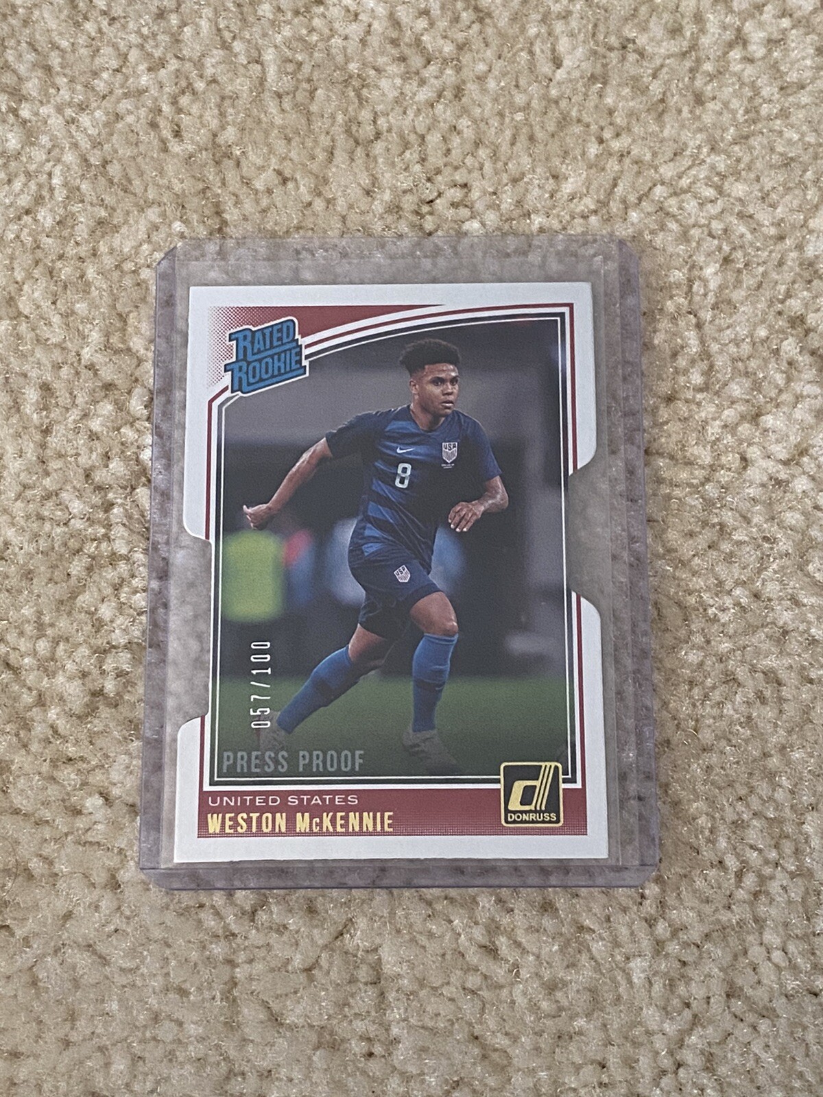 2018 Donruss Rated Rookies Weston McKennie Rookie Press Proof Die Cut # 057/100