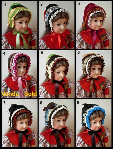 Chapeau velours poupée Jumeau SFBJ Kestner Halbig velvet hat antique doll
