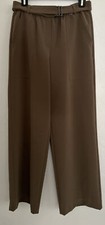 St John Black Label Polyester Spandex Wide Leg Mocha Beige Palazzo Pants Belted