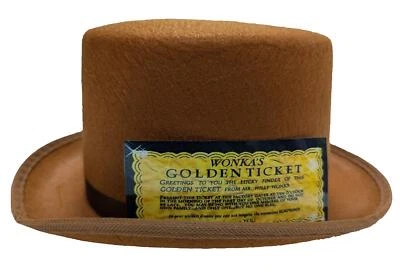 THE DRAGONS DEN FANCY DRESS LTD Childs Chocolate Factory Boss Top Hat & Golden Ticket Book Day Fancy Dress