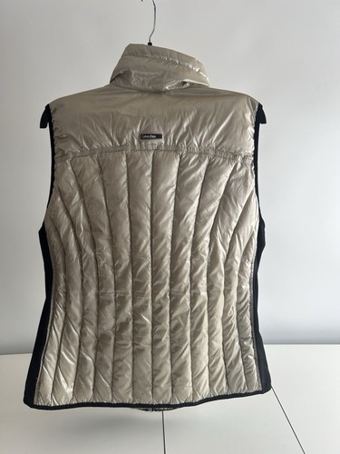Calvin Klein Women's Beige Black Quilted Down Vest Size 2X - Picture 3 of 4
