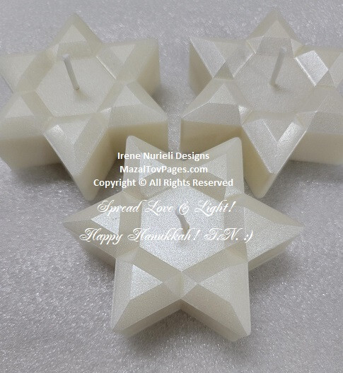 Judaica Star David Premium Beeswax Luxurious Chanukah Shabbat Crafted Candles 5p