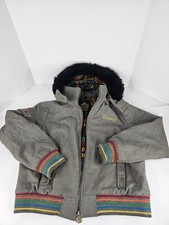 Coogi Womens Black Hooded Jacket Full Zip Zipper Needs Repair