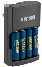 Watson 4Hour Rapid Charger AA and AAA NiMH and NiCd Rechargeable+4 Batteries