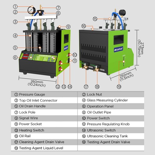 V308 Auto Fuel Injector Cleaner Tester Ultrasonic Cleaning Machine 4-Cylinder UK - Picture 12 of 18