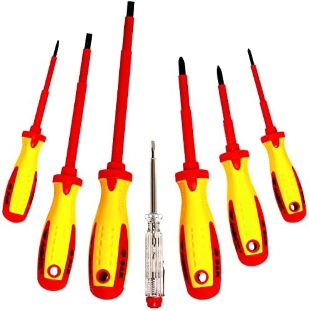 S&R Set di Cacciaviti da Elettricista Isolati, 7 giraviti a norma VDE Profession