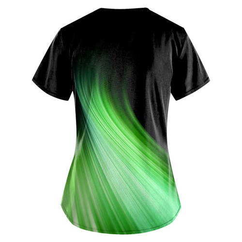 Women Plus Size Printed Scrub Working Uniform Tops V-Neck Short Sleeve T-Shirt5 - Picture 10 of 62