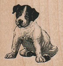 Dog Sitting 1 3/4 x 1 3/4" Rubber Stamp, Animal Stamp, Dog Stamp