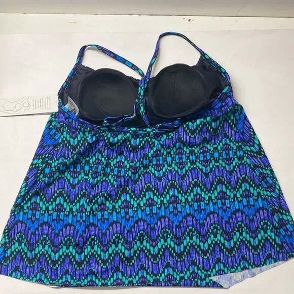 Maillot De Bain 2 Pièces Taille 14 - Top Tankini Gainant Et Shorty Noir - Couleurs Vives Bleu Vert Violet