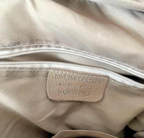Beige/Sand color Genuine Italian Leather Backpack w/silver zippers, pockets! - Picture 8 of 13