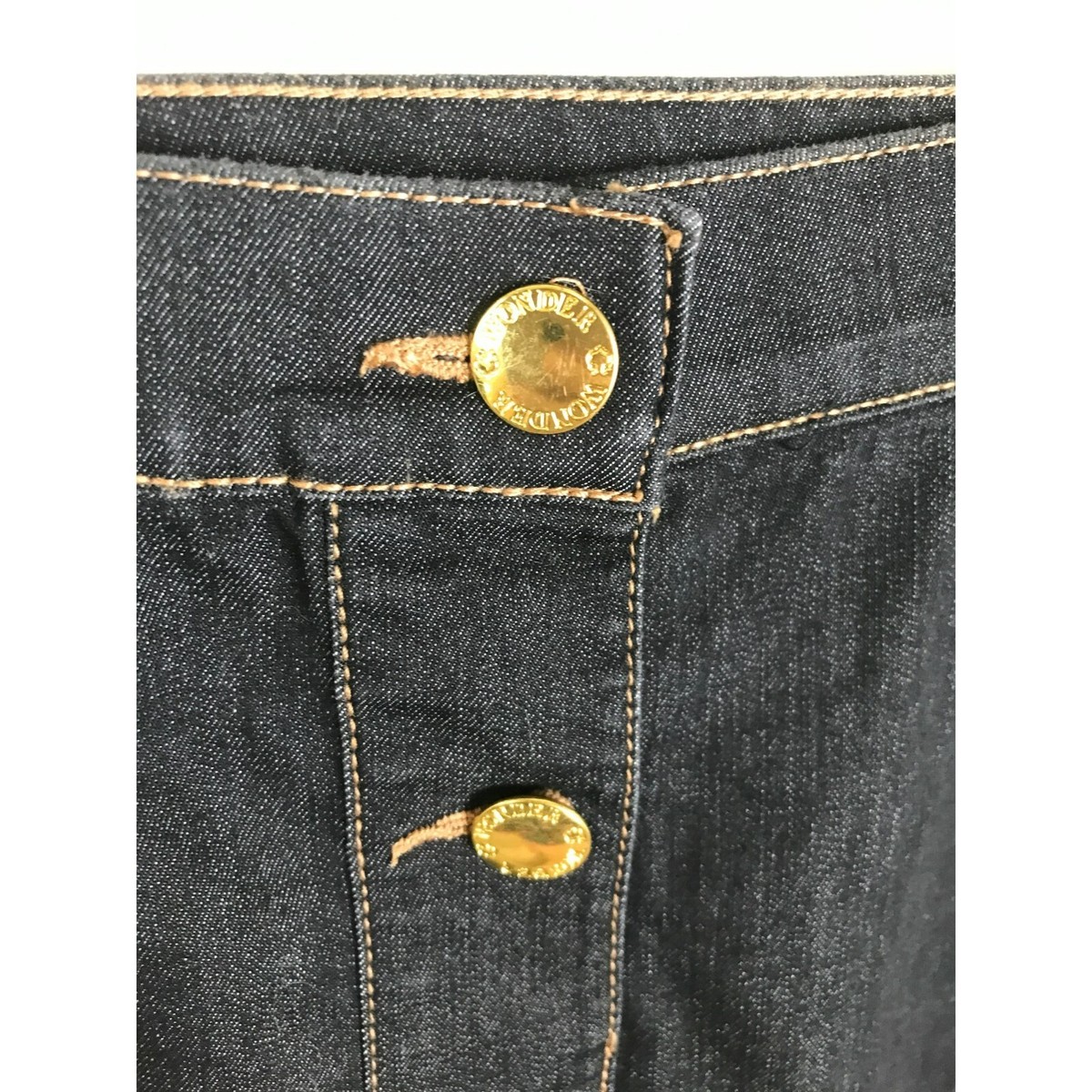 【WONDER WONDER】Inch Basic Cutting Black Denim Mini Skirt Made by Johnny Women's Mini High Waist Stretchy Flared