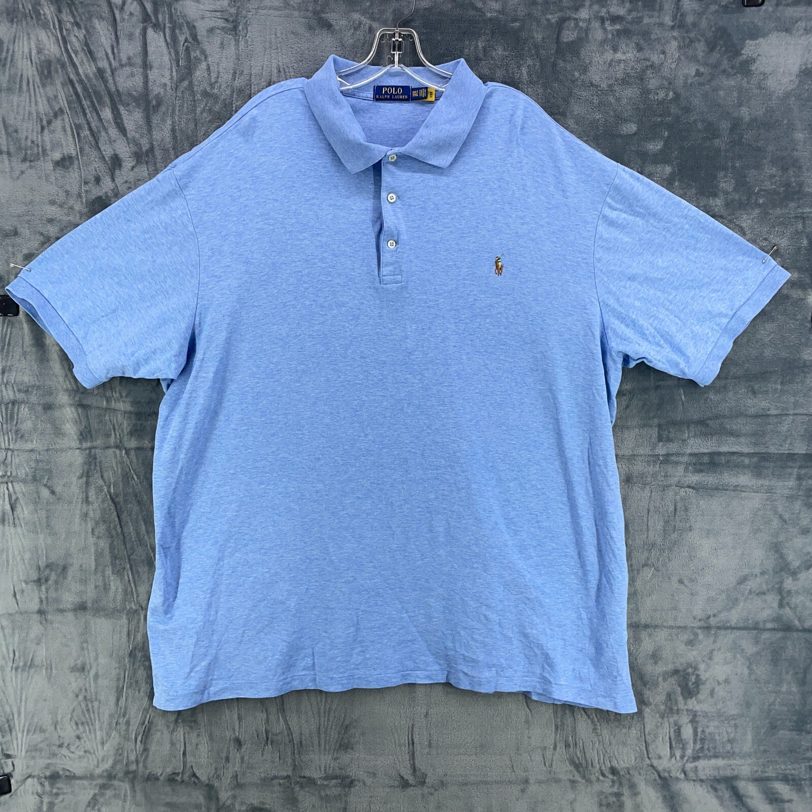 PONY Polo Ralph Lauren Camicia Uomo 3XLT Alta Pima Soft Touch Carne Cavallo Azzurro