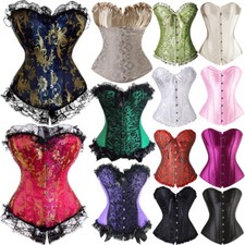 Women Lace Up Corset Bustier Shaper Waist Cincher Top Plus Size Lingerie S-6XL