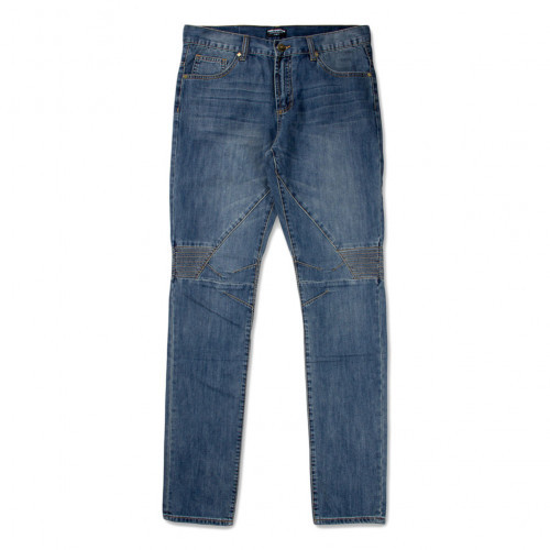 Pink Dolphin BIKER DENIM Indigo Straight Ribbed Sticht Knee Men's Jean Pant - Picture 1 of 4