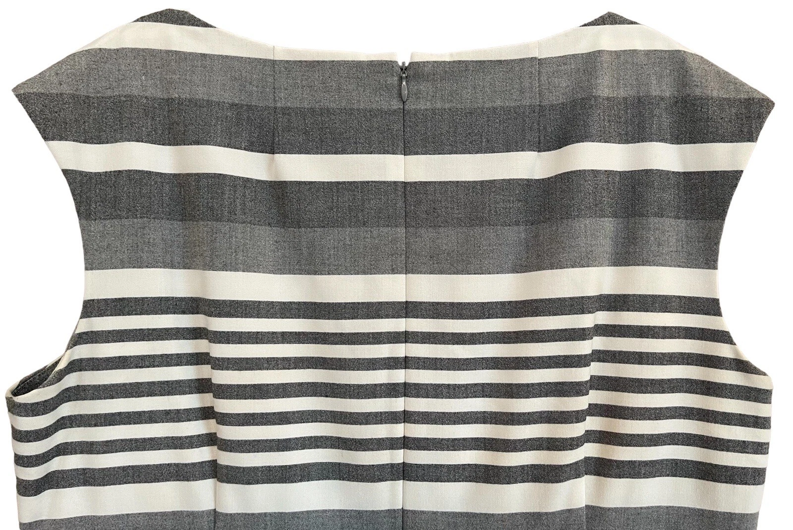 OFF WHITE Abito donna Dana Buchman 14 bianco sporco grigio nero plissettato righe cintura Corpcore