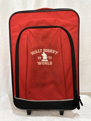 Walt Disney World Mickey Mouse 1971 Carry-on Suitcase Luggage with Handbag  Red