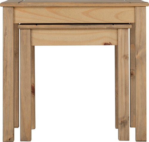 PANAMA NATURAL WAX PINE NEST OF 2 TABLES - Picture 3 of 6
