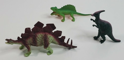 Dinosaur Plastic Small Toys Figurines 3 Pieces Kentrosaurus Parasaurolophus - Picture 5 of 8