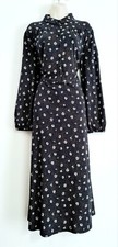 Seasalt Size 20 RRP £70 BNWT Navy Floral Ditsy Elastic Cuffs Collared Midi Dress