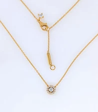 NEW 100% Authentic PANDORA 14k Gold Round Pavé Halo Pendant Necklace 363548C01