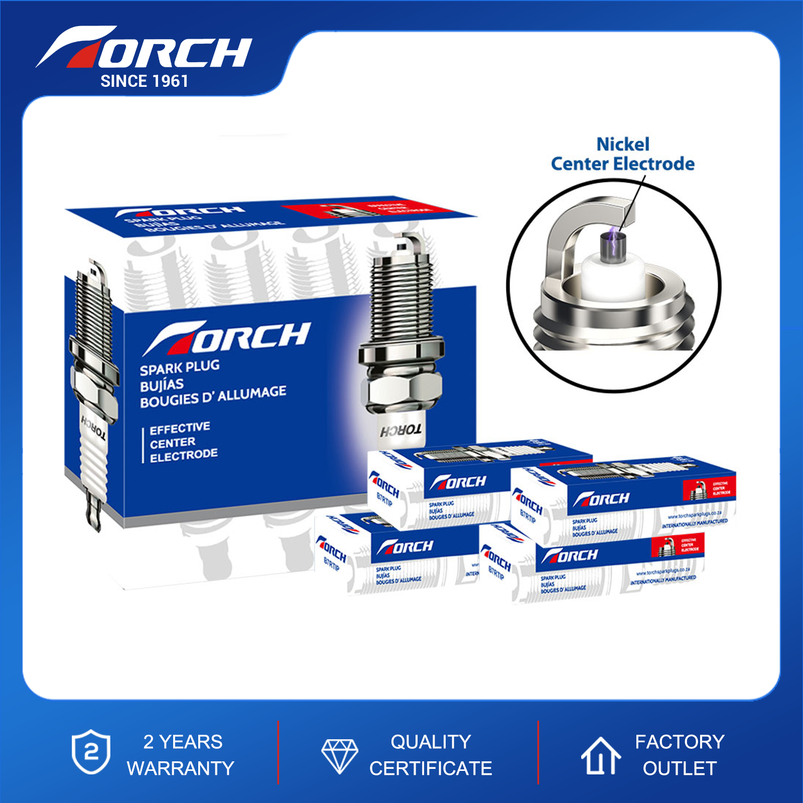 4x TORCH A7RTC Flat Seat Spark Plug M10x1mm Replacement for NGK 4549