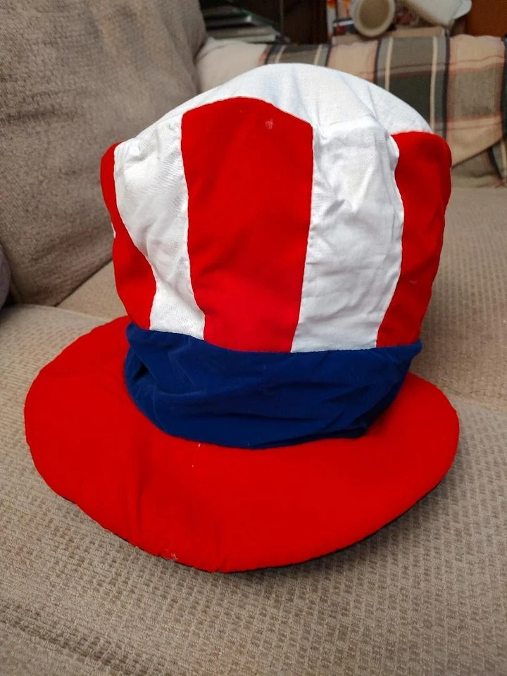 SOMBRERO JUMBO PATRIÓTICO Tío Sam Estrella Raya EE. UU. Bandera Adulto Rojo Blanco Azul Foto 2 de 3
