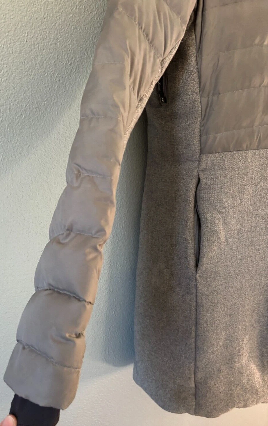 burton puffer hooded zip front pockets vents jacket