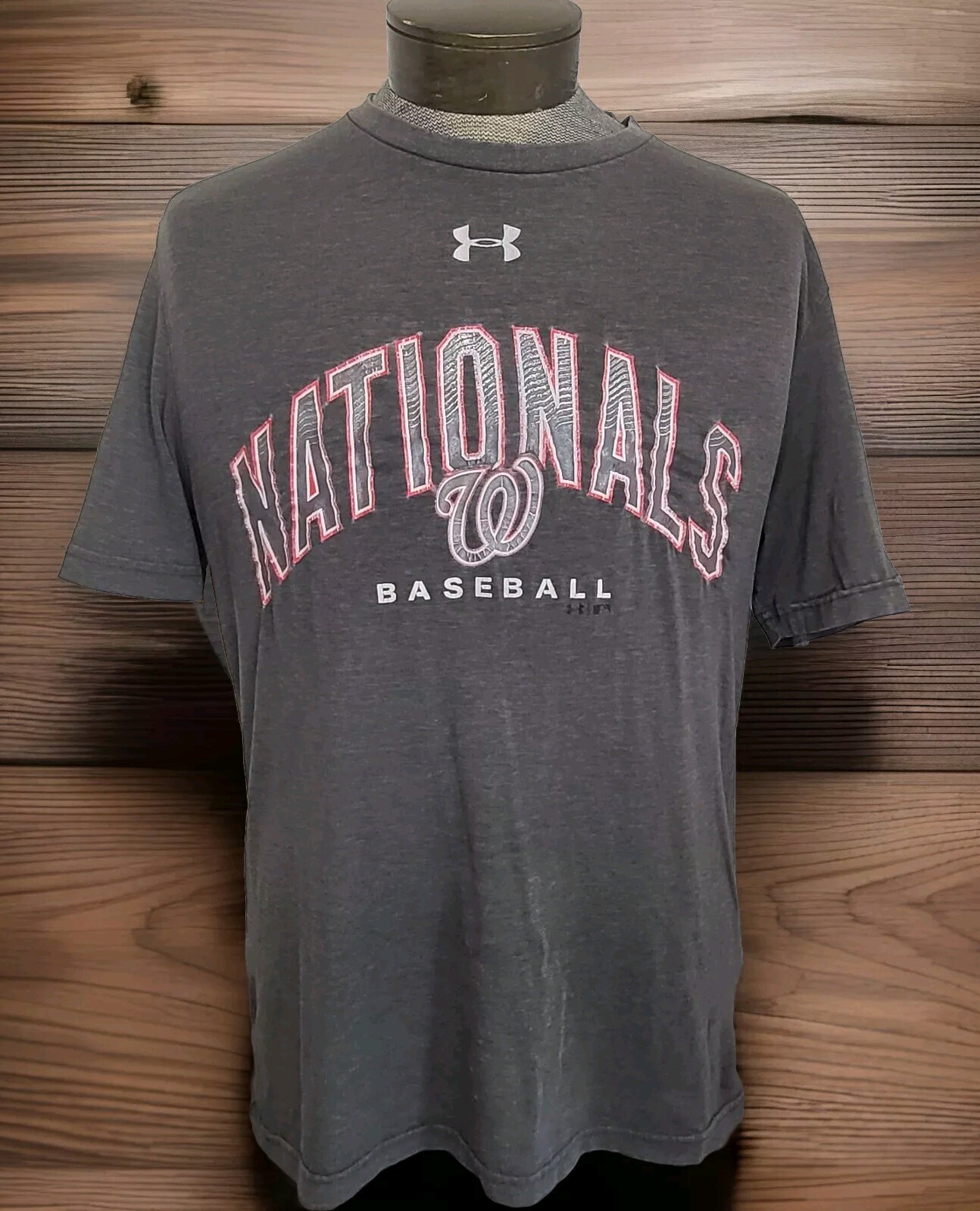 Washington Nationals Under Armour T Shirt Mens L Gray Loose Fit Heat Gear Defect thumbnail 2