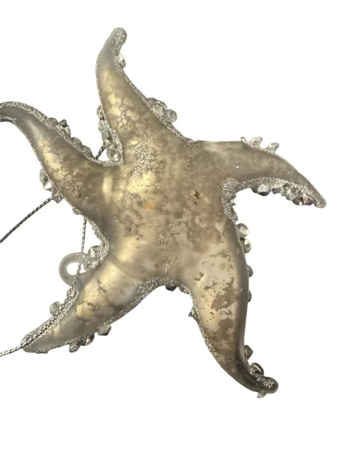 "Juego de 9 adornos navideños de estrellas de mar Tommy Bahama Glass Coastal Beach 4""" Foto 3 de 3