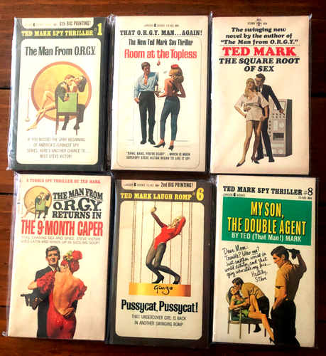 Lot 6 TED MARK Spy Parody Paperback Pussycat, My Son, 9-Month, Topless, O.R.G.Y.