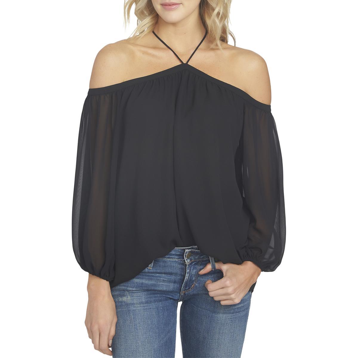 1.Женская черная однотонная блузка с открытыми плечами State Womens, L BHFO 0353