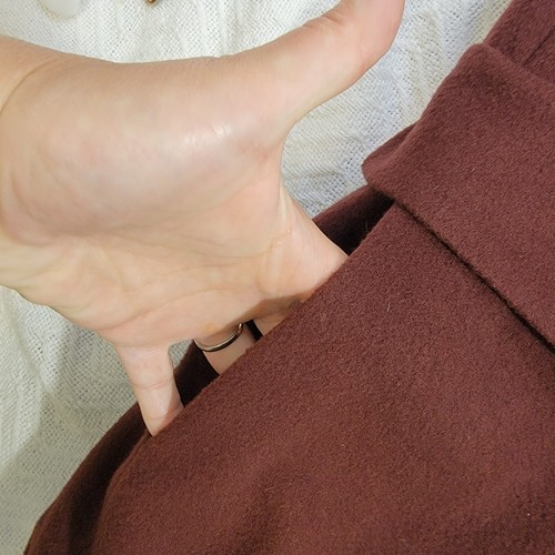 Cappotto lungo elegante bordeaux vintage Albert Nipon lana cashmere taglia 12-14 made in USA - Foto 7 di 23