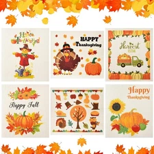 6 Pcs Thanksgiving Swedish Kitchen Dishcloths Fall Pumpkin Multi Orange 