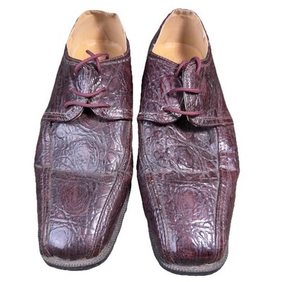 Roberto Chillini Shoes Mens Size 8.5 Burgundy Square Toe Dress Alligator Print