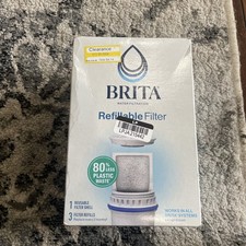 Brita Refillable Water Filtration Starter 1 Reusable Filter Shell and 3 Refills