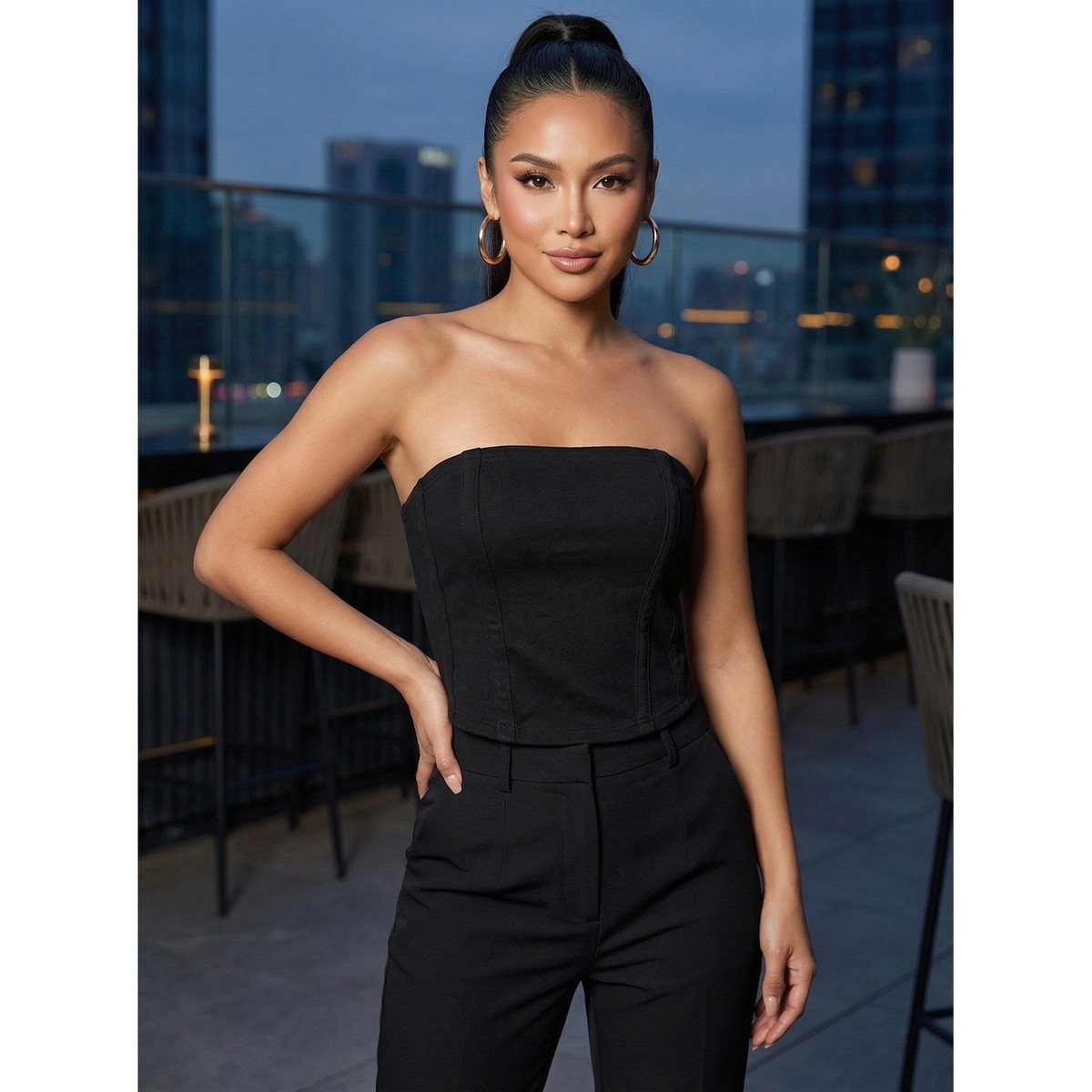No Boundaries Womens XS Black Strapless Corset Tube Top
