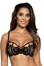Rebel Romance Axami Valentina Caged Demi Bra Black Lace Made in Europe