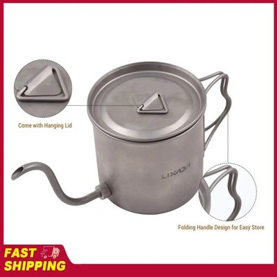   LIXADA 400ml Titanium Pour Over Coffee Kettle + Titanium Mug