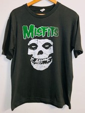 90s-Era Vintage Bootleg/Reprint Misfits Green Skull Tee. Size L