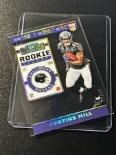 2019 Contenders Gold Clear Rookie Justice Hill Auto. SSP #d /10. Ravens
