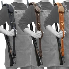 2 Points Leather Gun Sling Carry Shotgun Shoulder Strap Black Brown Coffee