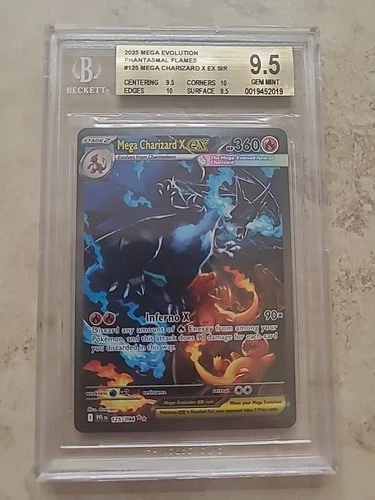 Mega Charizard X Ex 125/094 SIR Phantasmal Flames Beckett 9.5 Gem Mint