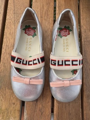 GUCCI Ballerina Mädchen Leder Silber Gr.22