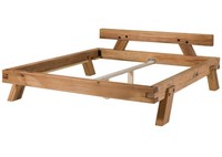 Skandi Bett Holz Natur Wildeiche Massiv Groß Balkenbett Doppelbett 200X200 Cm