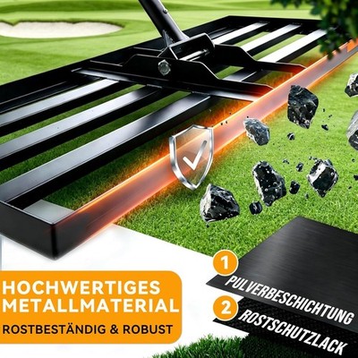 Flächenebner mit Stiel 200cm Rasenrakel Levelingrake Rakel Rasen Nivellierung