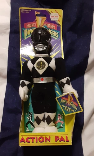 Vintage 1993 Mighty Morphin Power Ranger Black Ranger Action Pal Plush 10" Figur