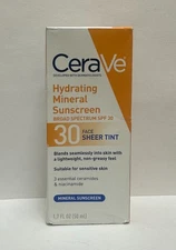 CeraVe Hydrating Mineral Sunscreen SPF 30 Face Sheer Tint 1.7 oz [Exp:03/26+]